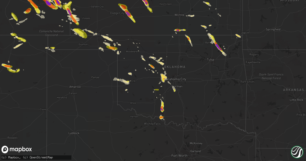 Hail map in Oklahoma on August 10, 2017