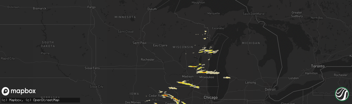 Hail map in Wisconsin on August 10, 2017