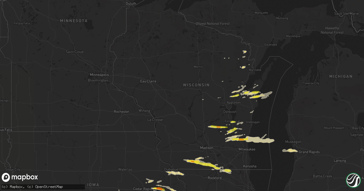 Hail map in Wisconsin on August 10, 2017