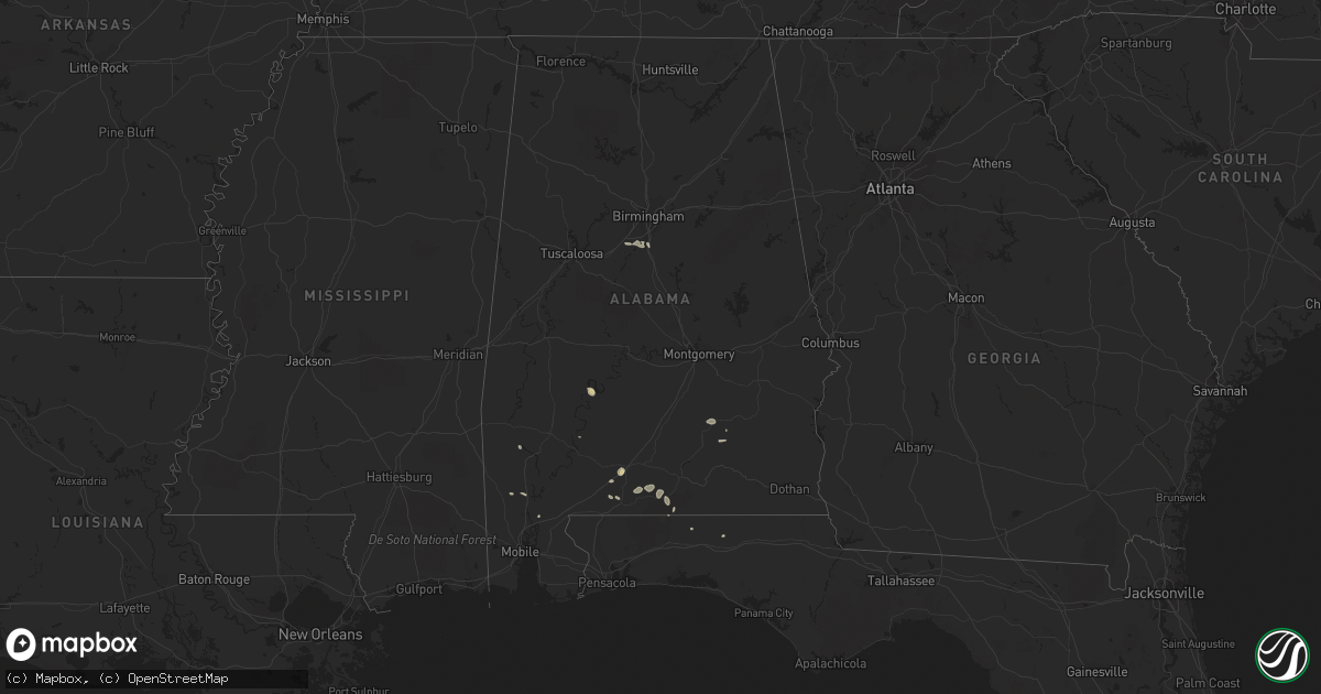 Hail map in Alabama on August 10, 2018