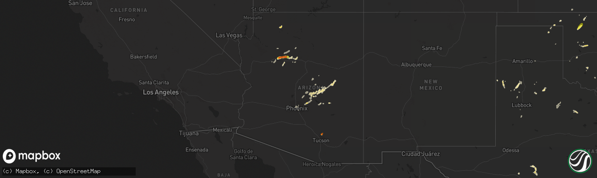 Hail map in Arizona on August 10, 2018