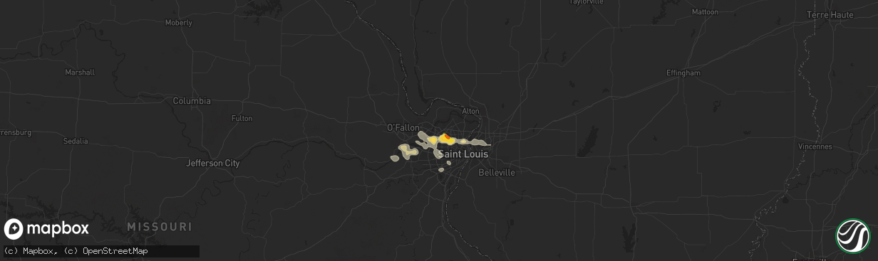 Hail map in Bridgeton, MO on August 10, 2018