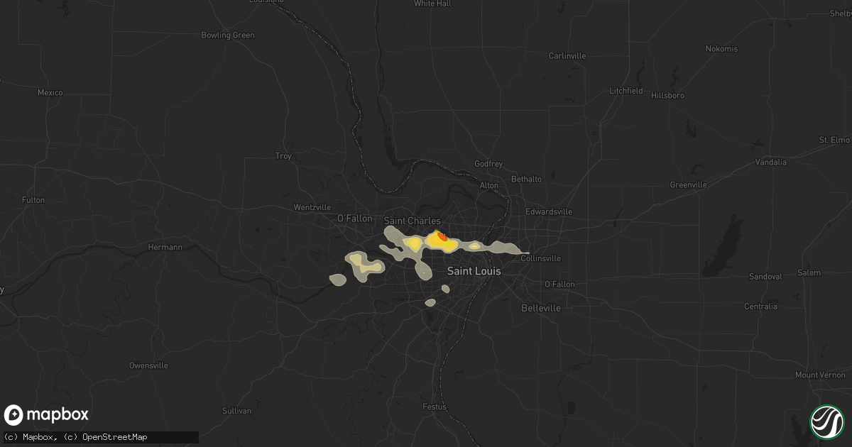 Hail map in Bridgeton, MO on August 10, 2018