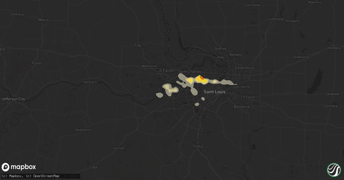 Hail map in Chesterfield, MO on August 10, 2018
