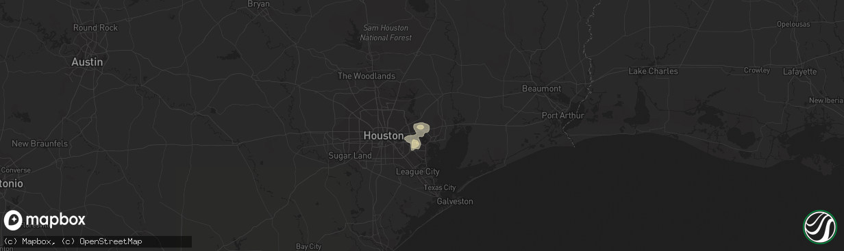 Hail map in Highlands, TX on August 10, 2018