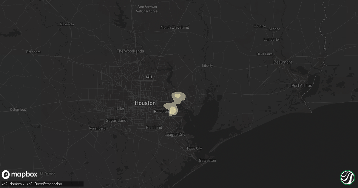 Hail map in Highlands, TX on August 10, 2018