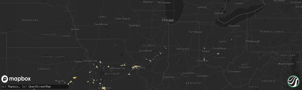 Hail map in Illinois on August 10, 2018