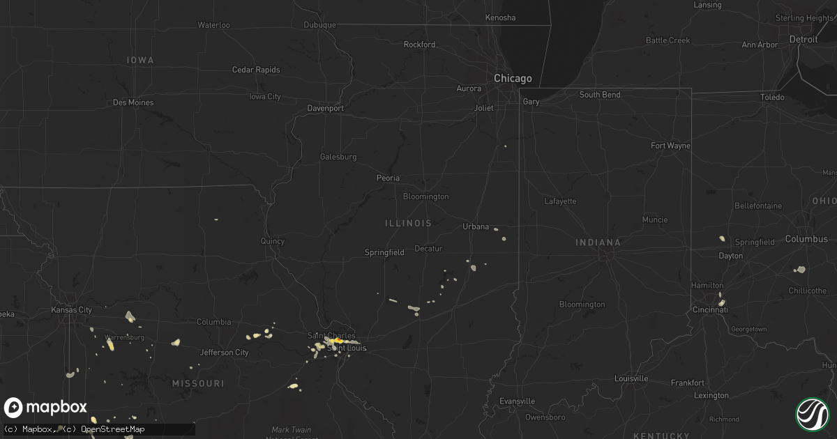 Hail map in Illinois on August 10, 2018