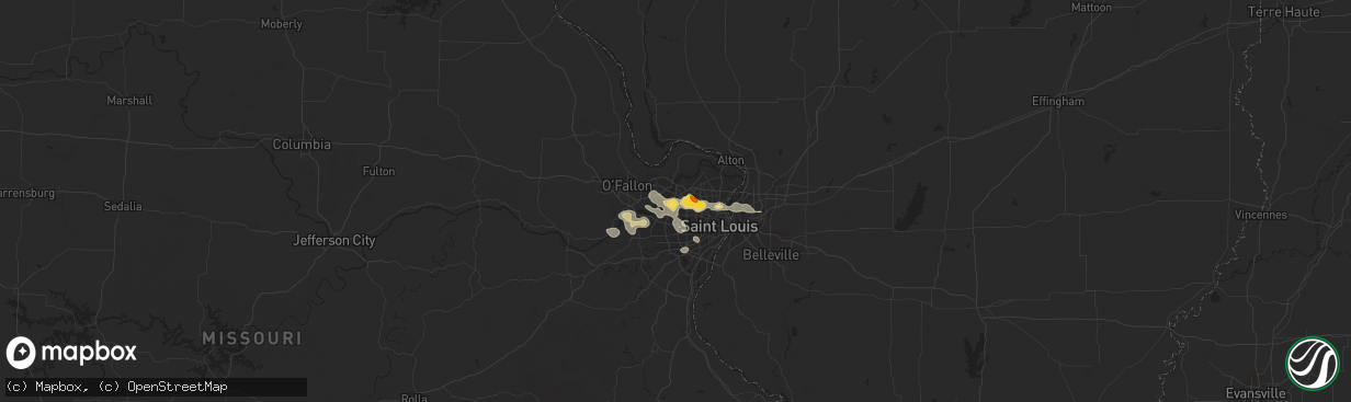 Hail map in Maryland Heights, MO on August 10, 2018