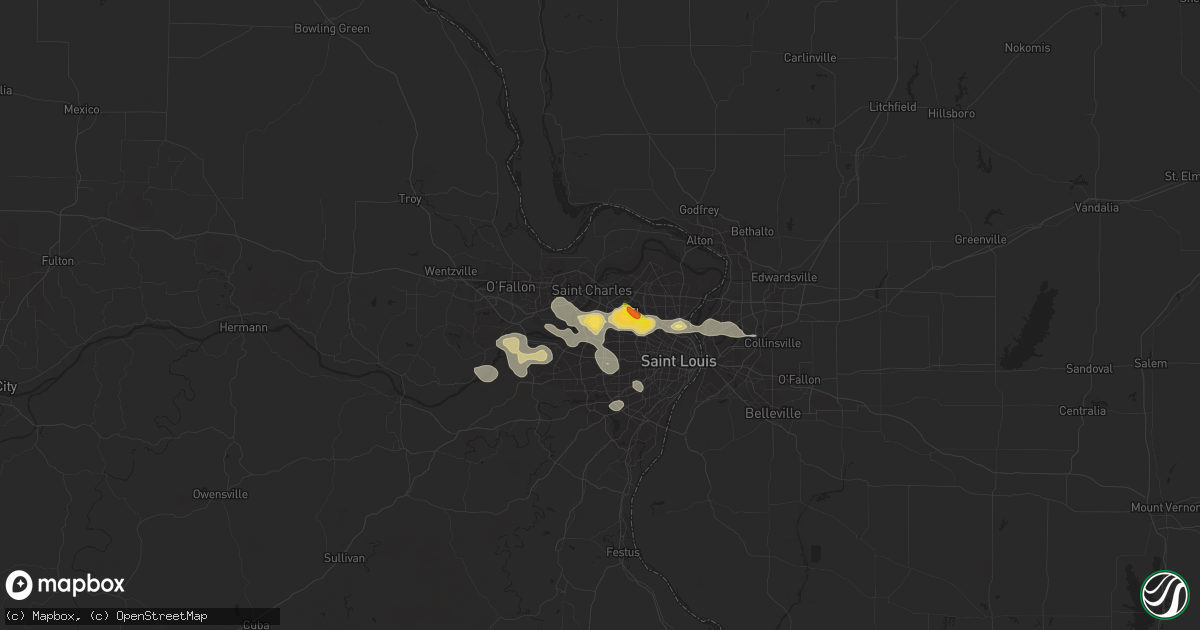 Hail map in Maryland Heights, MO on August 10, 2018