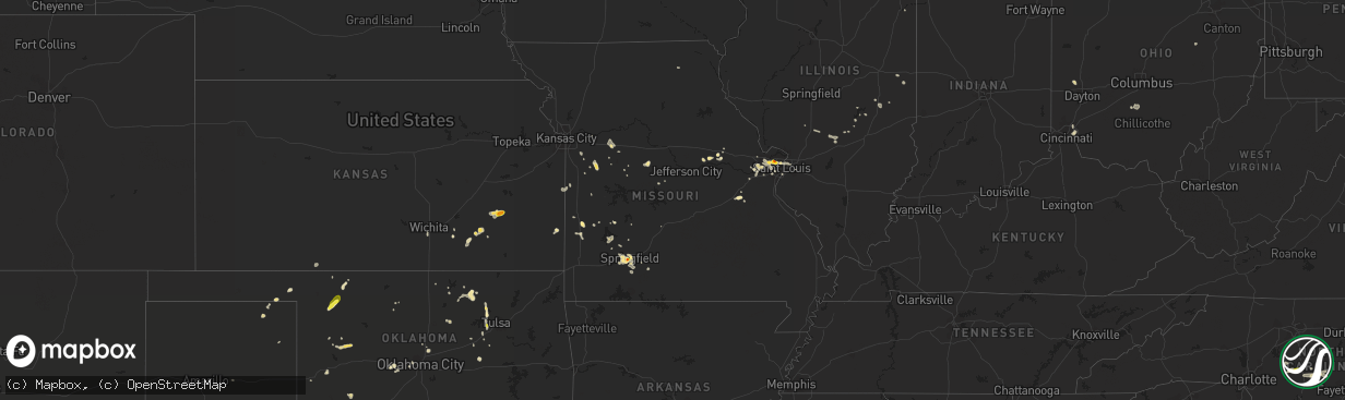 Hail map in Missouri on August 10, 2018