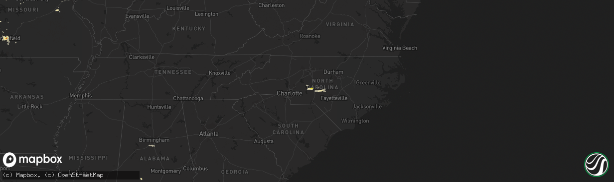 Hail map in North Carolina on August 10, 2018