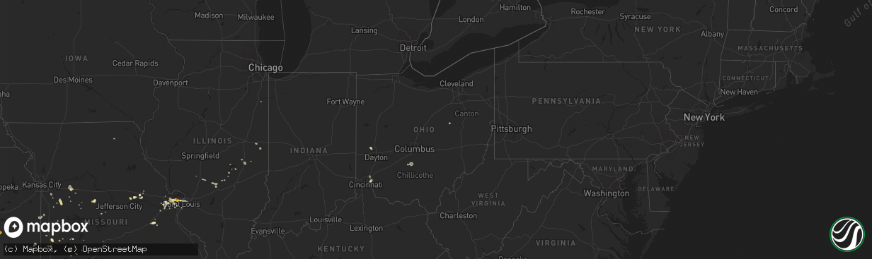 Hail map in Ohio on August 10, 2018