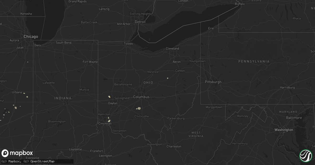 Hail map in Ohio on August 10, 2018
