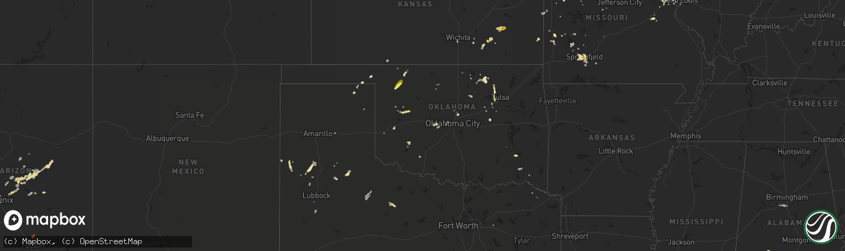 Hail map in Oklahoma on August 10, 2018