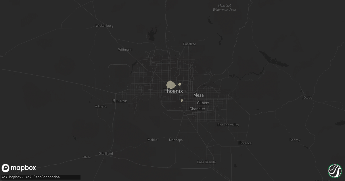 Hail map in Phoenix, AZ on August 10, 2018
