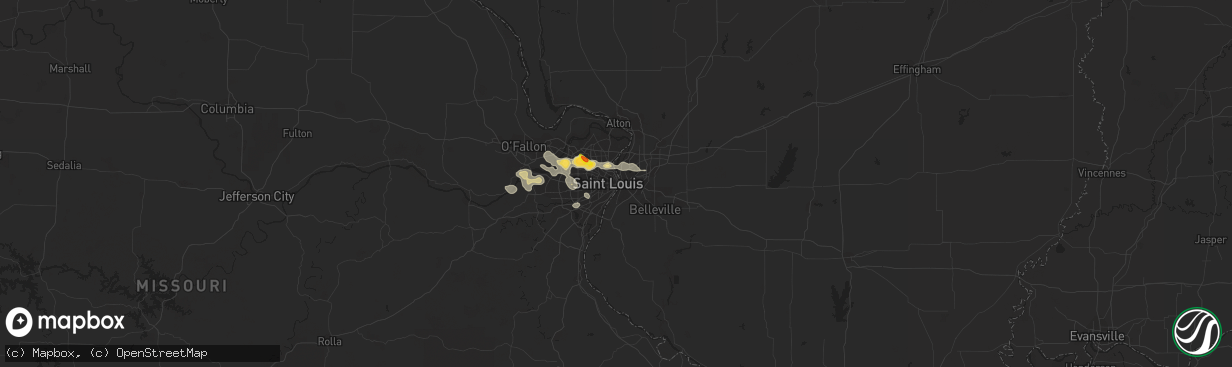 Hail map in Saint Louis, MO on August 10, 2018