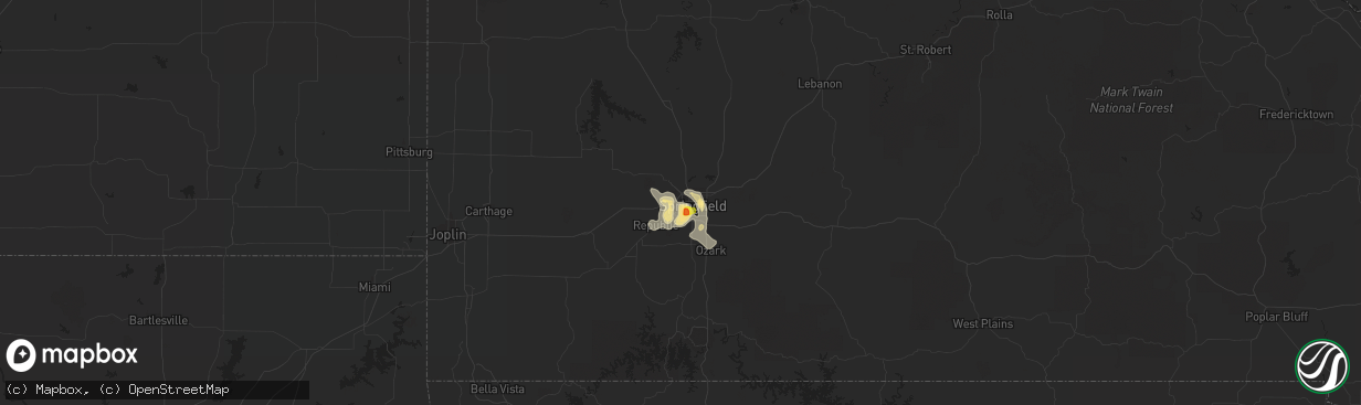 Hail map in Springfield, MO on August 10, 2018