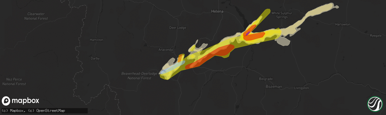 Hail map in Butte, MT on August 10, 2019