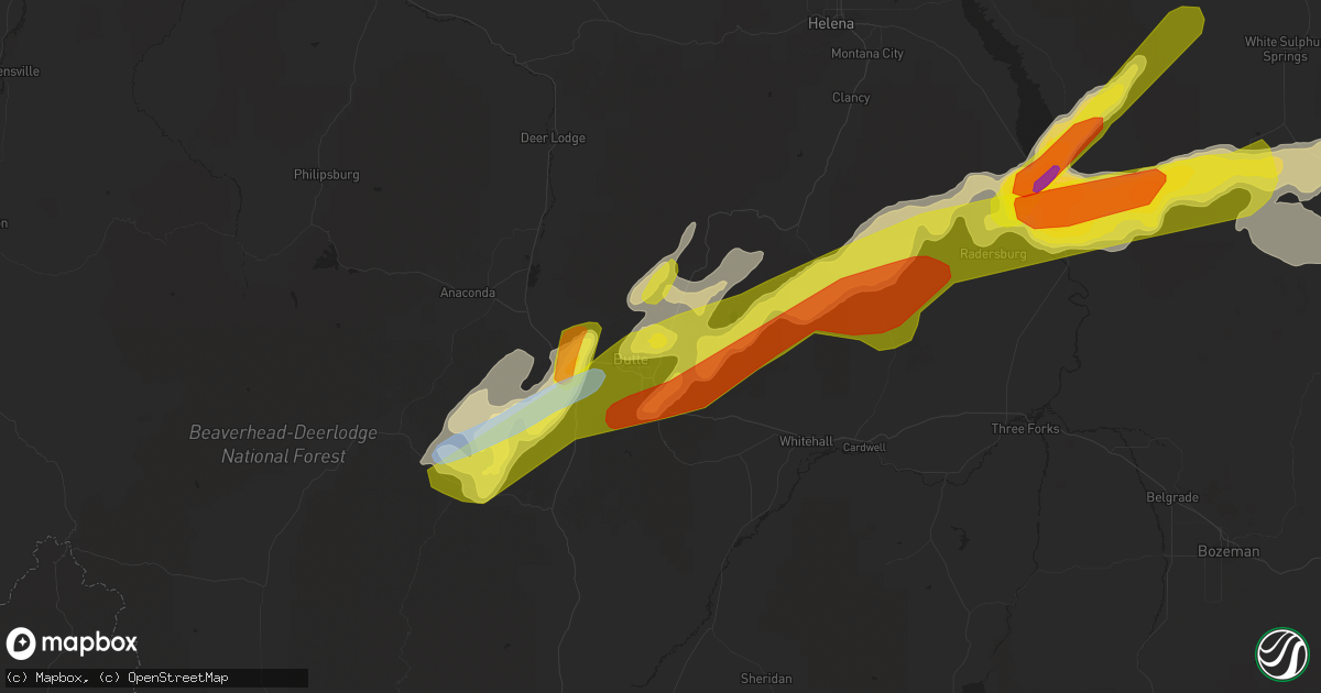 Hail map in Butte, MT on August 10, 2019