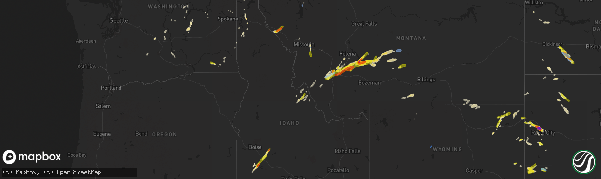 Hail map in Idaho on August 10, 2019