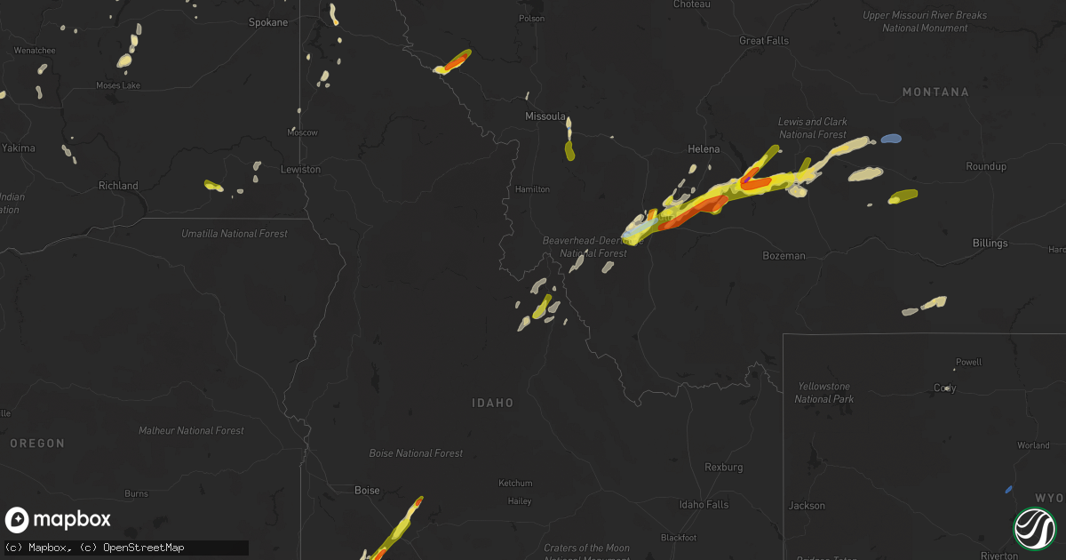 Hail map in Idaho on August 10, 2019