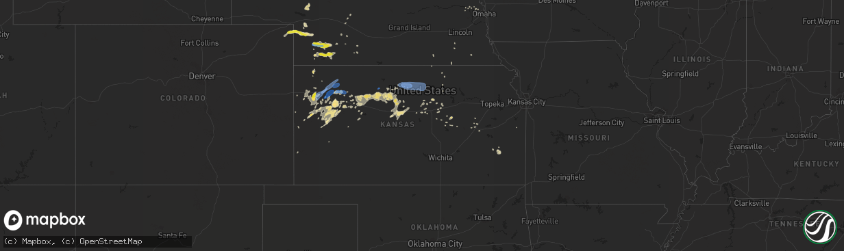 Hail map in Kansas on August 10, 2019