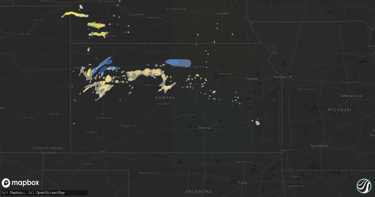 Hail map in Kansas on August 10, 2019