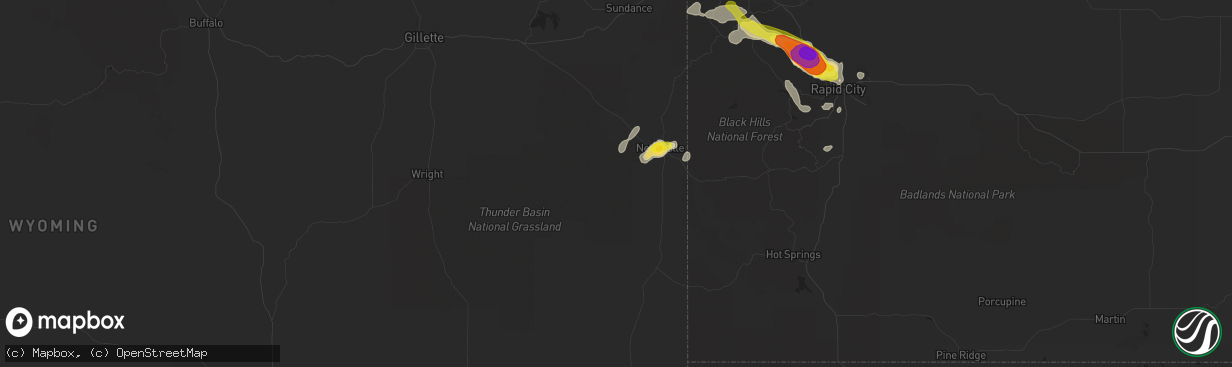 Hail map in Newcastle, WY on August 10, 2019