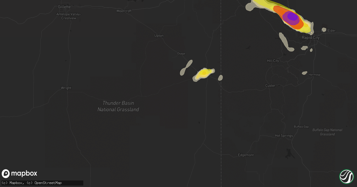Hail map in Newcastle, WY on August 10, 2019
