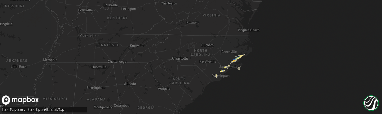 Hail map in North Carolina on August 10, 2019