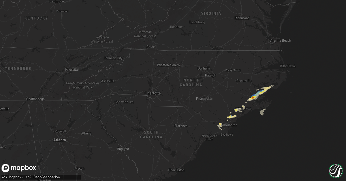 Hail map in North Carolina on August 10, 2019