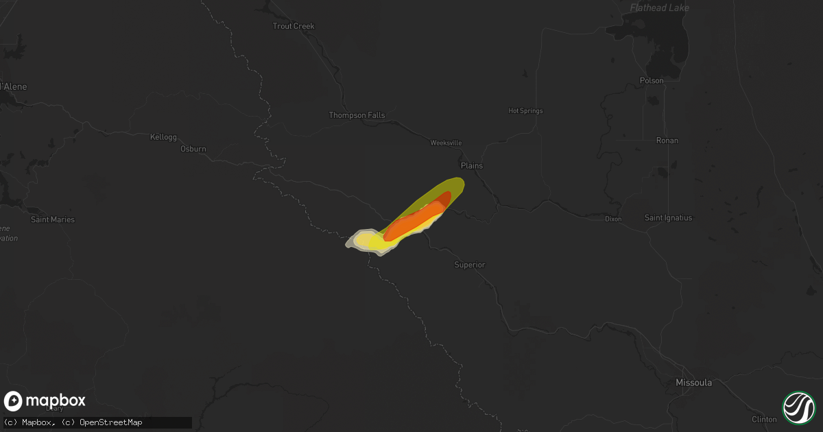 Hail map in Saint Regis, MT on August 10, 2019