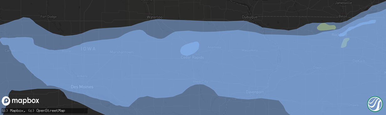 Hail map in Cedar Rapids, IA on August 10, 2020