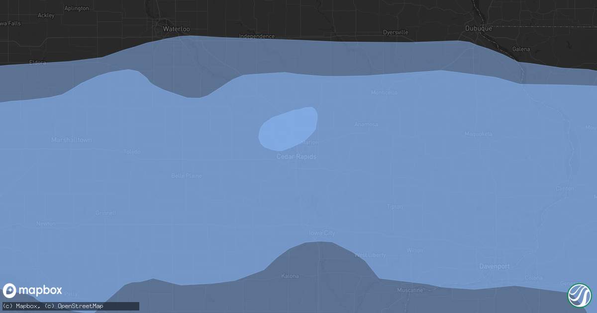 Hail map in Cedar Rapids, IA on August 10, 2020