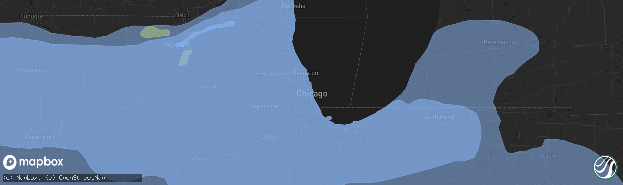 Hail map in Chicago, IL on August 10, 2020