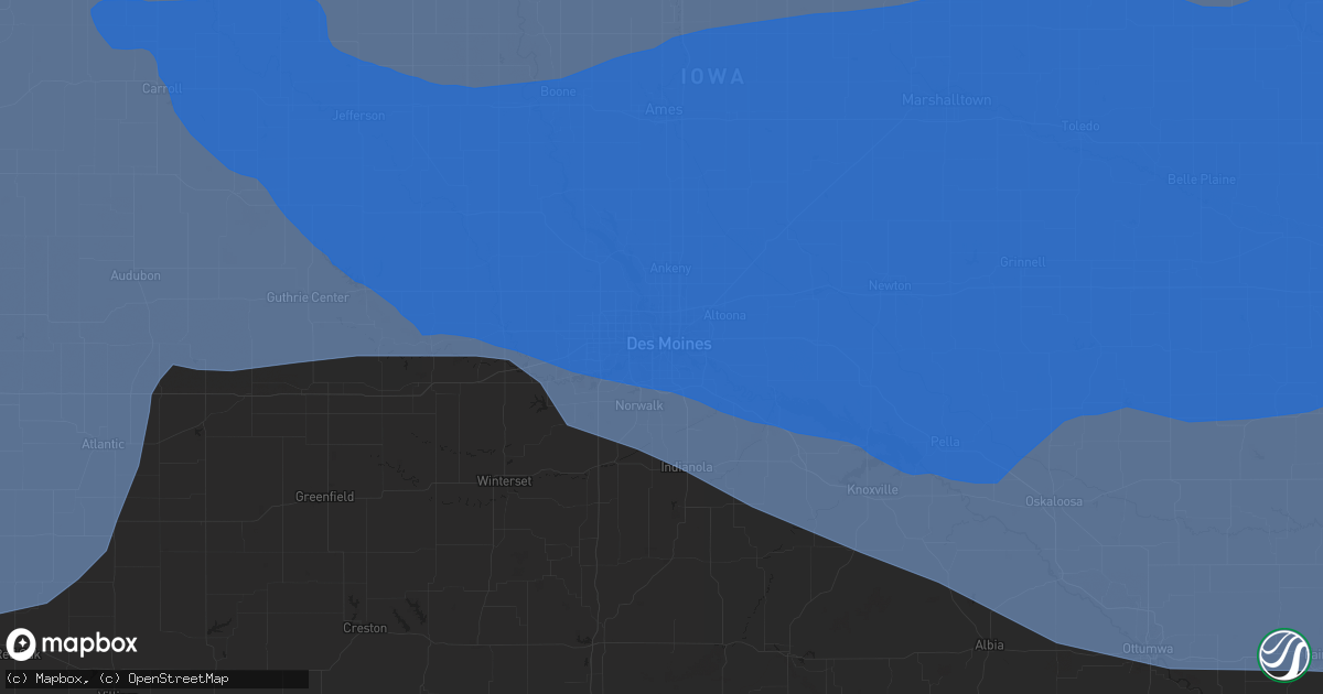 Hail map in Des Moines, IA on August 10, 2020