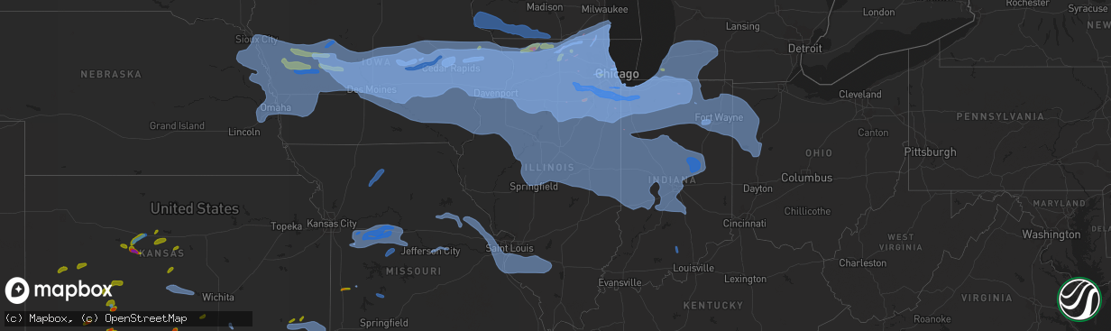 Hail map in Illinois on August 10, 2020