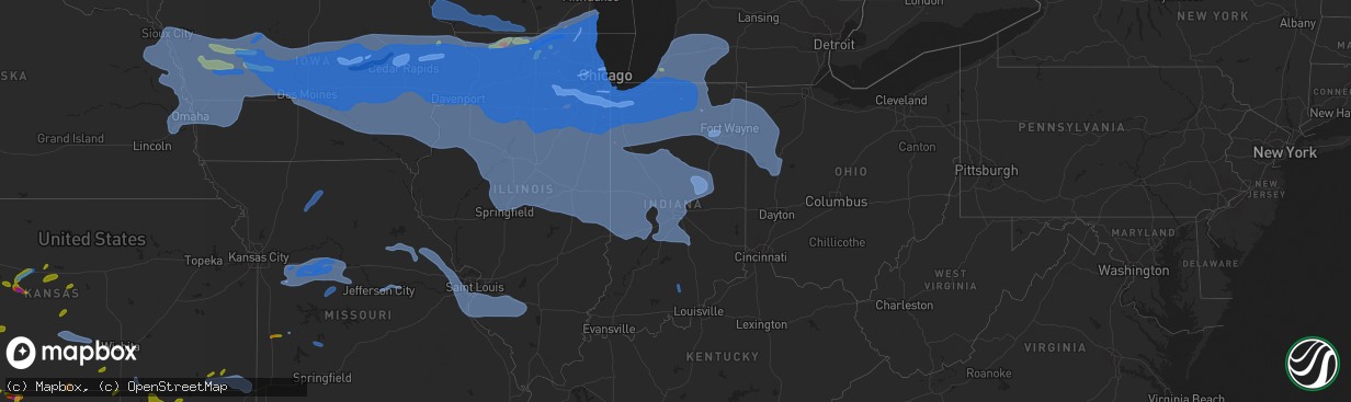 Hail map in Indiana on August 10, 2020