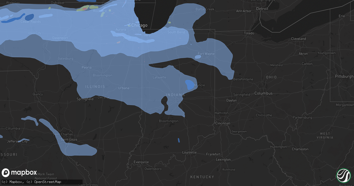 Hail map in Indiana on August 10, 2020