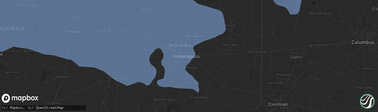 Hail map in Indianapolis, IN on August 10, 2020