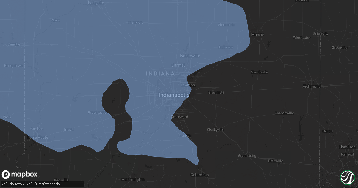 Hail map in Indianapolis, IN on August 10, 2020