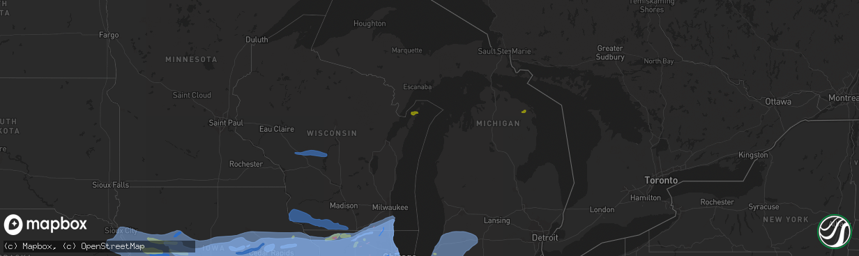 Hail map in Michigan on August 10, 2020