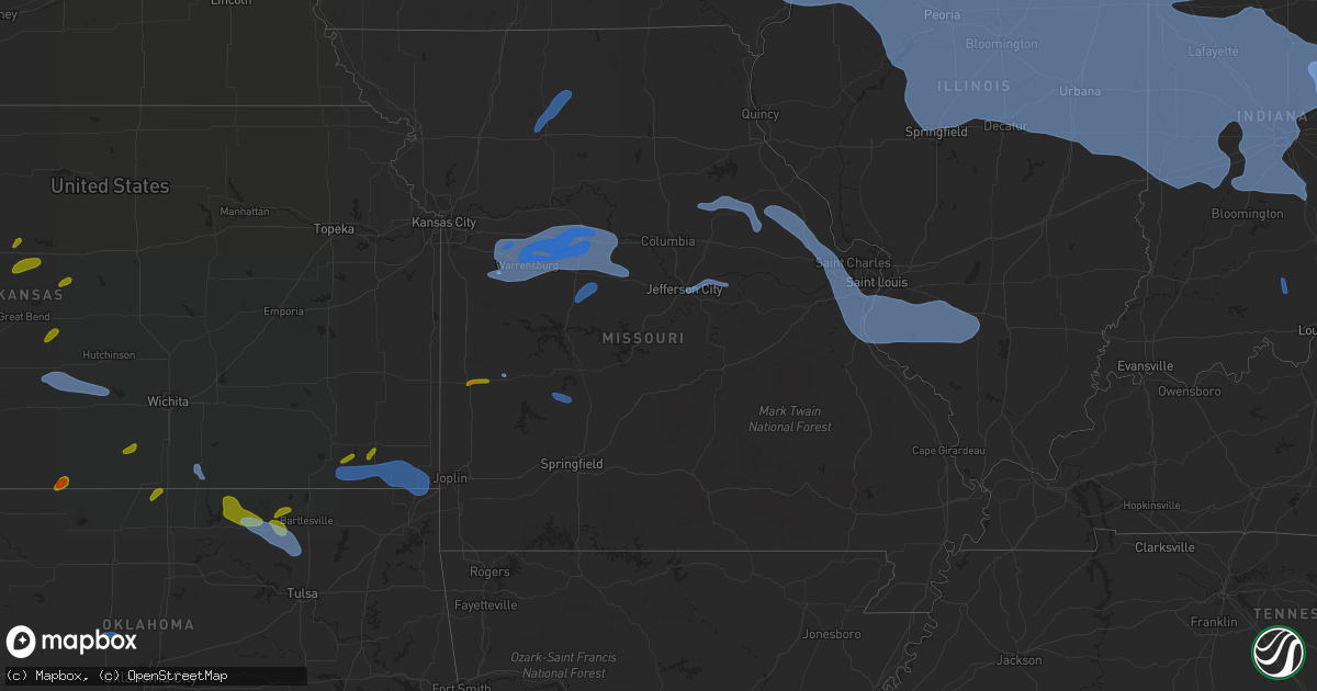 Hail map in Missouri on August 10, 2020