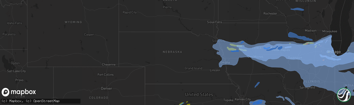 Hail map in Nebraska on August 10, 2020