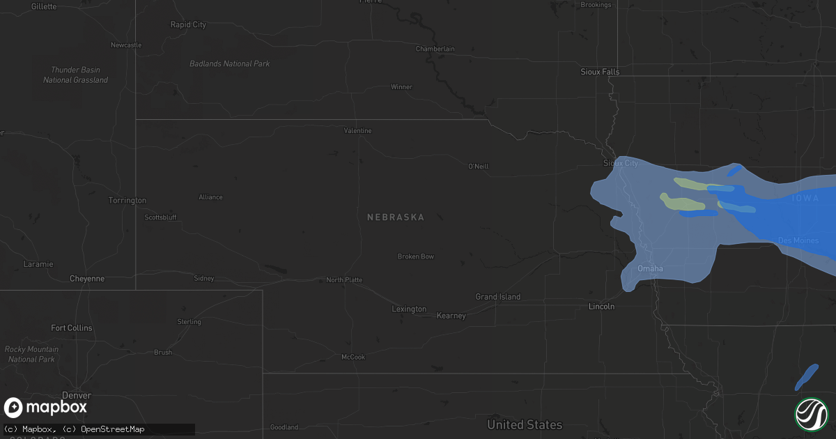 Hail map in Nebraska on August 10, 2020