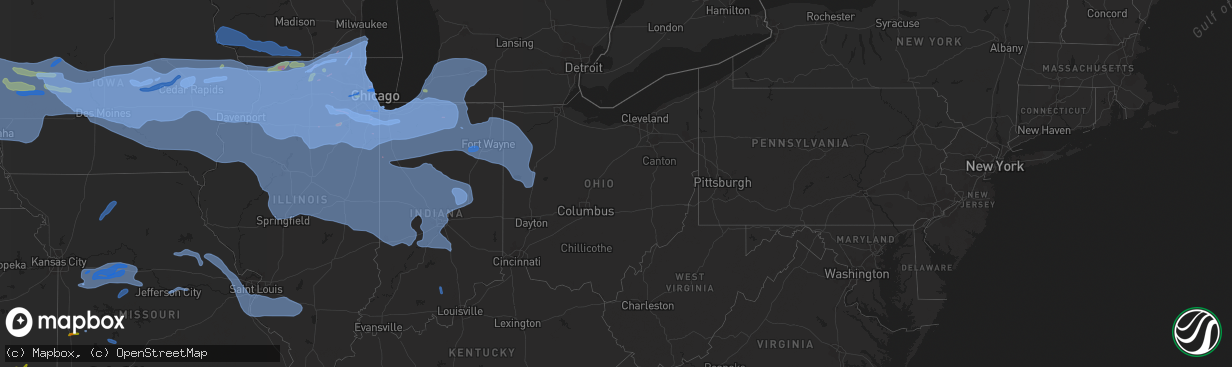 Hail map in Ohio on August 10, 2020