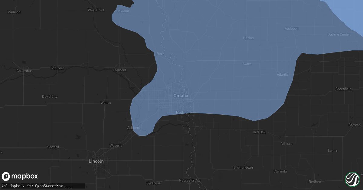 Hail map in Omaha, NE on August 10, 2020