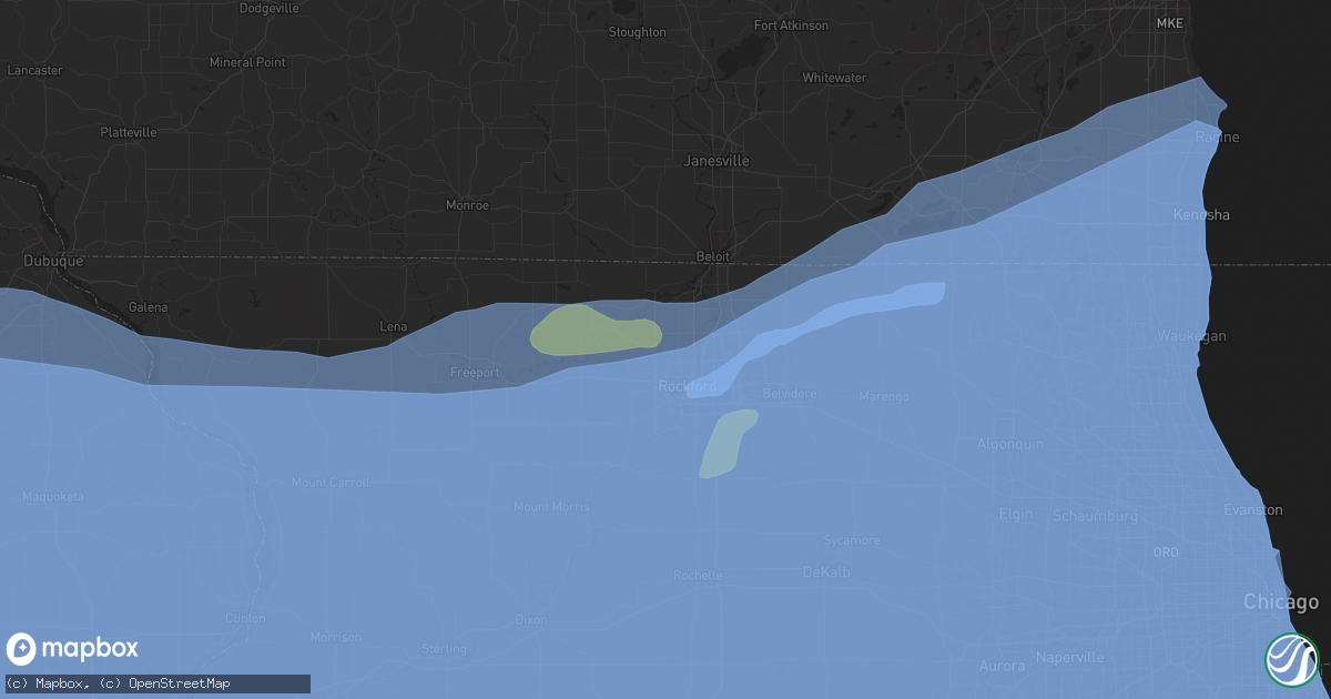 Hail map in Rockford, IL on August 10, 2020