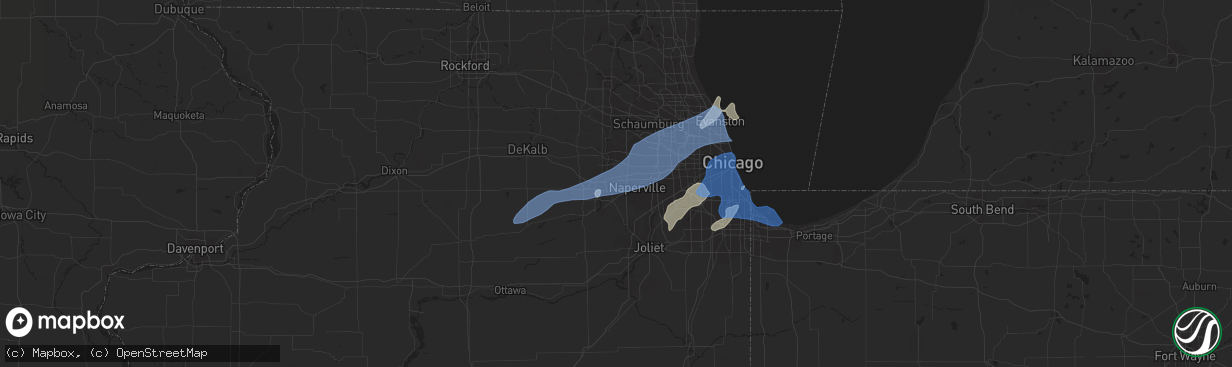 Hail map in Aurora, IL on August 10, 2021